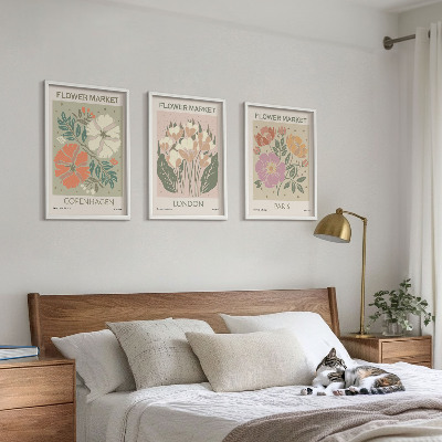 Composição de quadros moderna Cartazes florais Copenhague Londres Paris