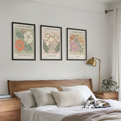 Composição de quadros moderna Cartazes florais Copenhague Londres Paris