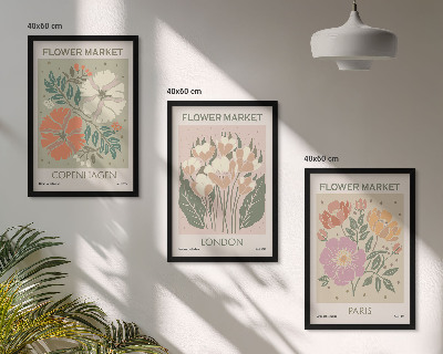 Composição de quadros moderna Cartazes florais Copenhague Londres Paris