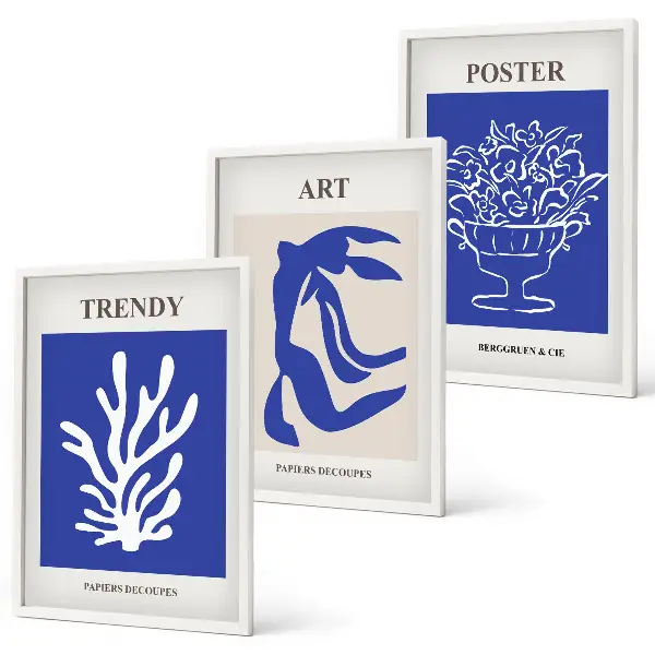 Conjunto de quadros para sala de estar com pôsteres abstratos de Matisse