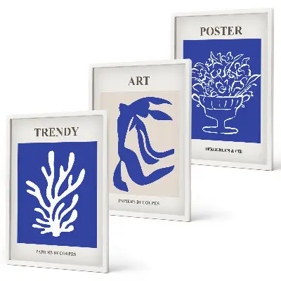 Conjunto de quadros para sala de estar com pôsteres abstratos de Matisse