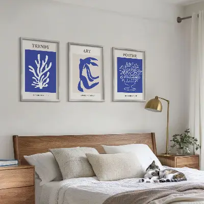 Conjunto de quadros para sala de estar com pôsteres abstratos de Matisse