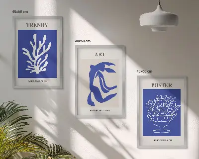 Conjunto de quadros para sala de estar com pôsteres abstratos de Matisse