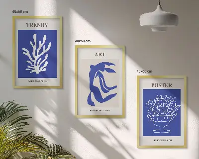 Conjunto de quadros para sala de estar com pôsteres abstratos de Matisse