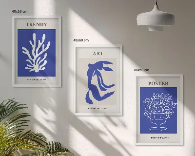 Conjunto de quadros para sala de estar com pôsteres abstratos de Matisse