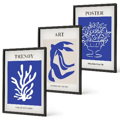 Conjunto de quadros para sala de estar com pôsteres abstratos de Matisse