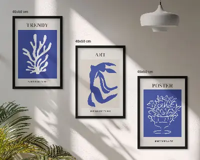 Conjunto de quadros para sala de estar com pôsteres abstratos de Matisse