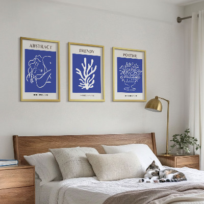 Conjunto de 3 quadros com moldura Pôsteres azuis estilosos