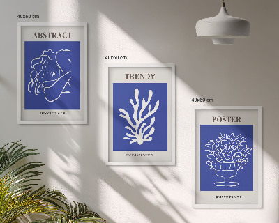 Conjunto de 3 quadros com moldura Pôsteres azuis estilosos
