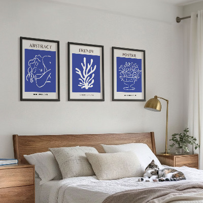 Conjunto de 3 quadros com moldura Pôsteres azuis estilosos