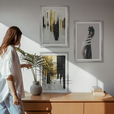 Conjunto de quadros para sala de estar Padrões abstratos de pintura à mão