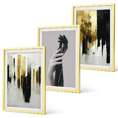 Conjunto de quadros para sala de estar Padrões abstratos de pintura à mão