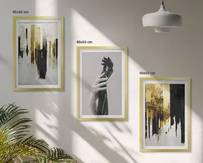 Conjunto de quadros para sala de estar com padrões abstratos de pintura à mão