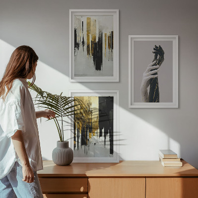 Conjunto de quadros para sala de estar Padrões abstratos de pintura à mão