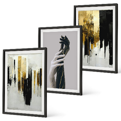 Conjunto de quadros para sala de estar Padrões abstratos de pintura à mão
