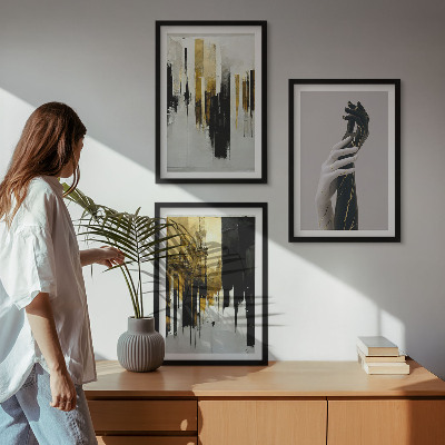 Conjunto de quadros para sala de estar Padrões abstratos de pintura à mão