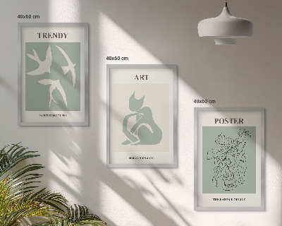 Conjunto de 3 quadros com moldura Ilustrações elegantes de Matisse