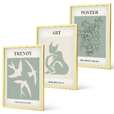 Conjunto de 3 quadros com moldura Ilustrações elegantes de Matisse
