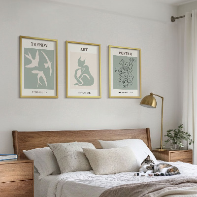Conjunto de 3 quadros com moldura Ilustrações elegantes de Matisse