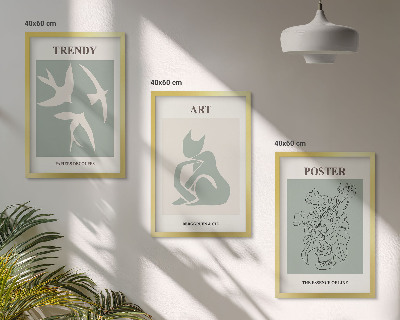 Conjunto de 3 quadros com moldura Ilustrações elegantes de Matisse