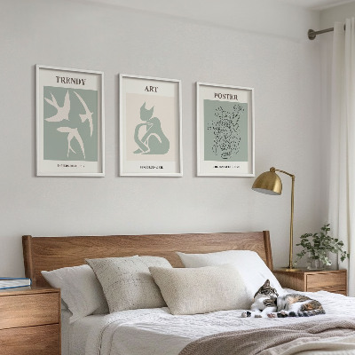 Conjunto de 3 quadros com moldura Ilustrações elegantes de Matisse