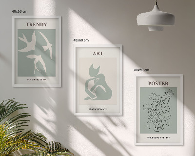 Conjunto de 3 quadros com moldura Ilustrações elegantes de Matisse