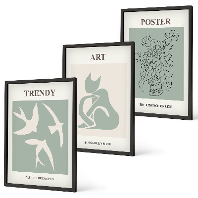 Conjunto de 3 quadros com moldura Ilustrações elegantes de Matisse
