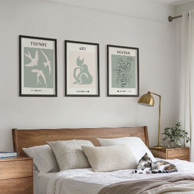 Conjunto de 3 quadros com moldura Ilustrações elegantes de Matisse