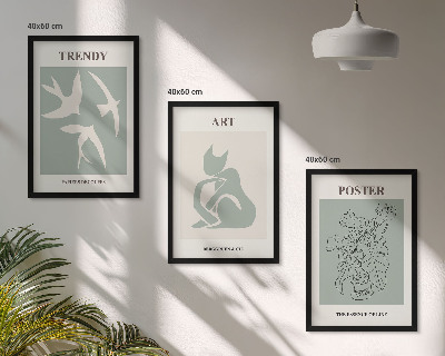 Conjunto de 3 quadros com moldura Ilustrações elegantes de Matisse