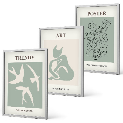 Conjunto de 3 quadros com moldura Ilustrações elegantes de Matisse