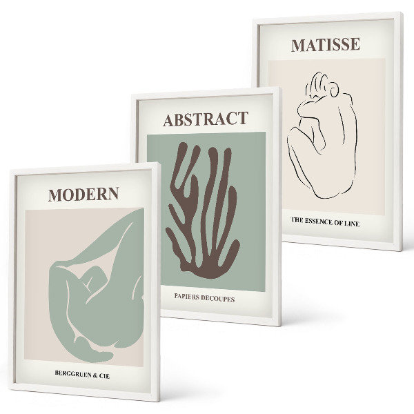 Conjunto de quadros para sala de estar As elegantes pinturas abstratas de Matisse