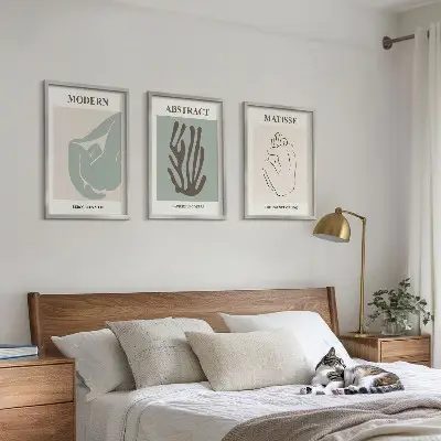 Conjunto de quadros para sala de estar com pinturas abstratas elegantes estilo Matisse