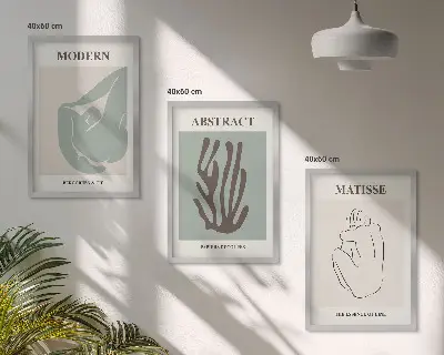 Conjunto de quadros para sala de estar com pinturas abstratas elegantes estilo Matisse