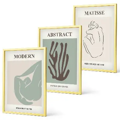 Conjunto de quadros para sala de estar com pinturas abstratas elegantes estilo Matisse