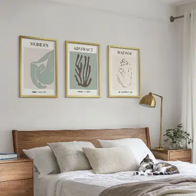 Conjunto de quadros para sala de estar com pinturas abstratas elegantes estilo Matisse