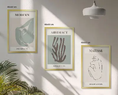 Conjunto de quadros para sala de estar com pinturas abstratas elegantes estilo Matisse