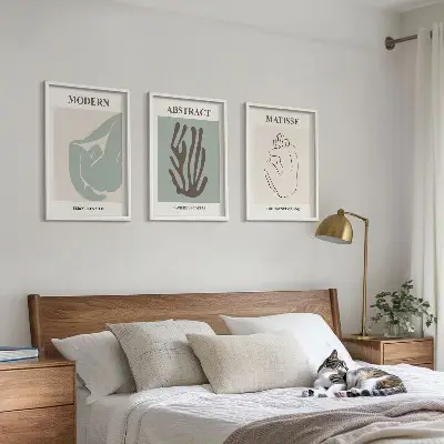 Conjunto de quadros para sala de estar com pinturas abstratas elegantes estilo Matisse