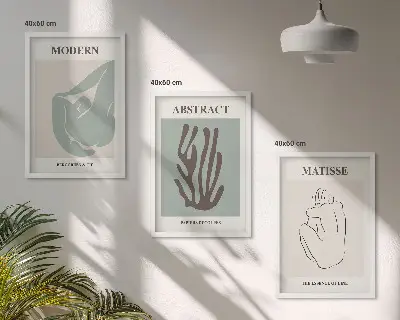 Conjunto de quadros para sala de estar com pinturas abstratas elegantes estilo Matisse