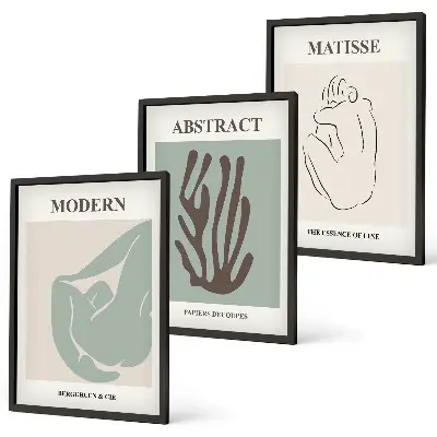 Conjunto de quadros para sala de estar com pinturas abstratas elegantes estilo Matisse