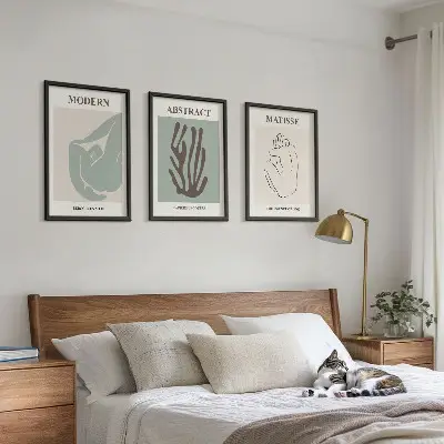 Conjunto de quadros para sala de estar com pinturas abstratas elegantes estilo Matisse