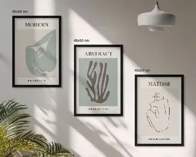 Conjunto de quadros para sala de estar com pinturas abstratas elegantes estilo Matisse