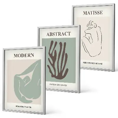 Conjunto de quadros para sala de estar com pinturas abstratas elegantes estilo Matisse