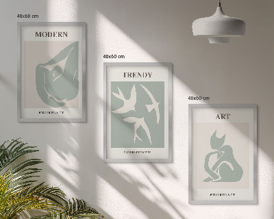 Conjunto de 3 quadros com moldura Figuras abstratas de Matisse