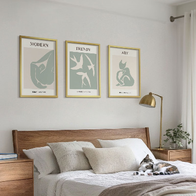Conjunto de 3 quadros com moldura Figuras abstratas de Matisse