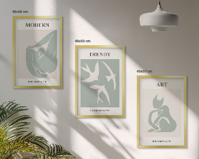Conjunto de 3 quadros com moldura Figuras abstratas de Matisse