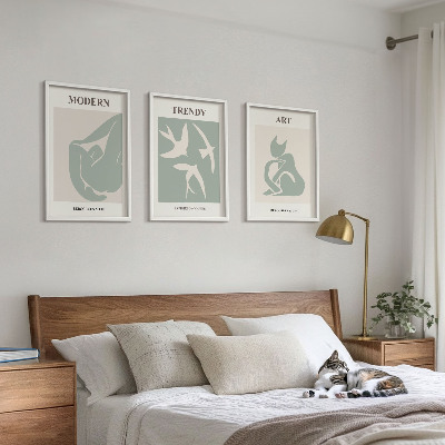 Conjunto de 3 quadros com moldura Figuras abstratas de Matisse