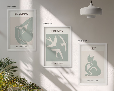 Conjunto de 3 quadros com moldura Figuras abstratas de Matisse