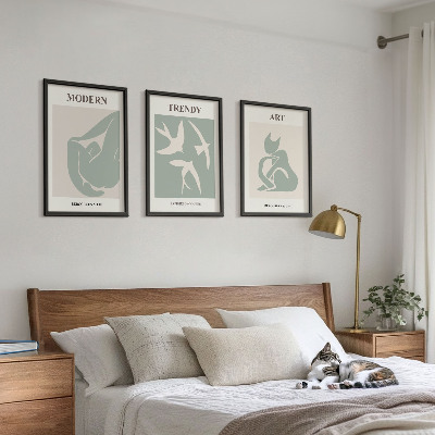 Conjunto de 3 quadros com moldura Figuras abstratas de Matisse