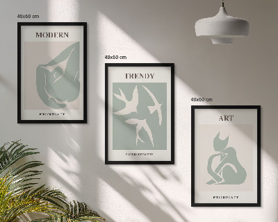 Conjunto de 3 quadros com moldura Figuras abstratas de Matisse