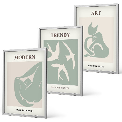 Conjunto de 3 quadros com moldura Figuras abstratas de Matisse